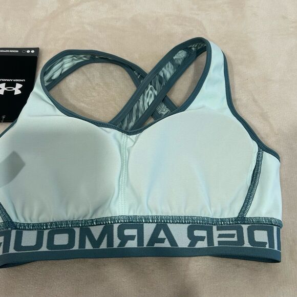 Under Armour Sports Bra Women’s Size XS Printed Cross back Mid Compression Bra - Picture 7 of 10